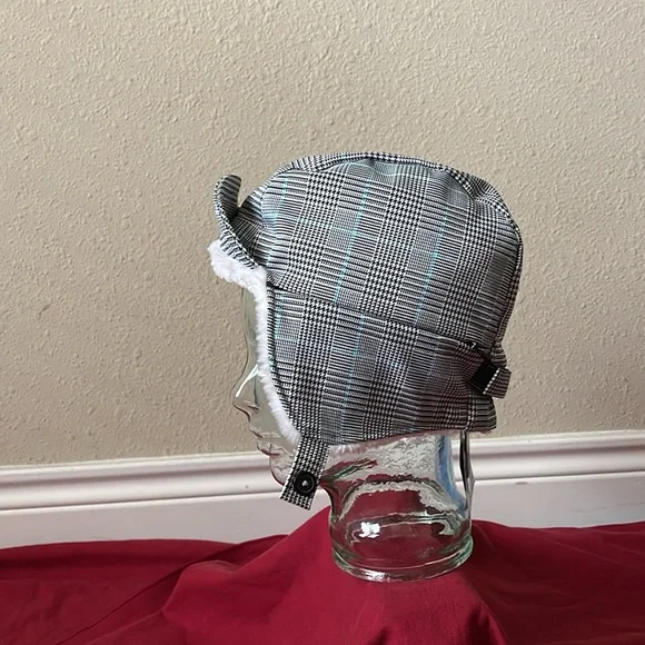 NWT San Diego Hat Company OS Gray/Black/Blue Plaid Trapper Hat - Picture 3 of 16